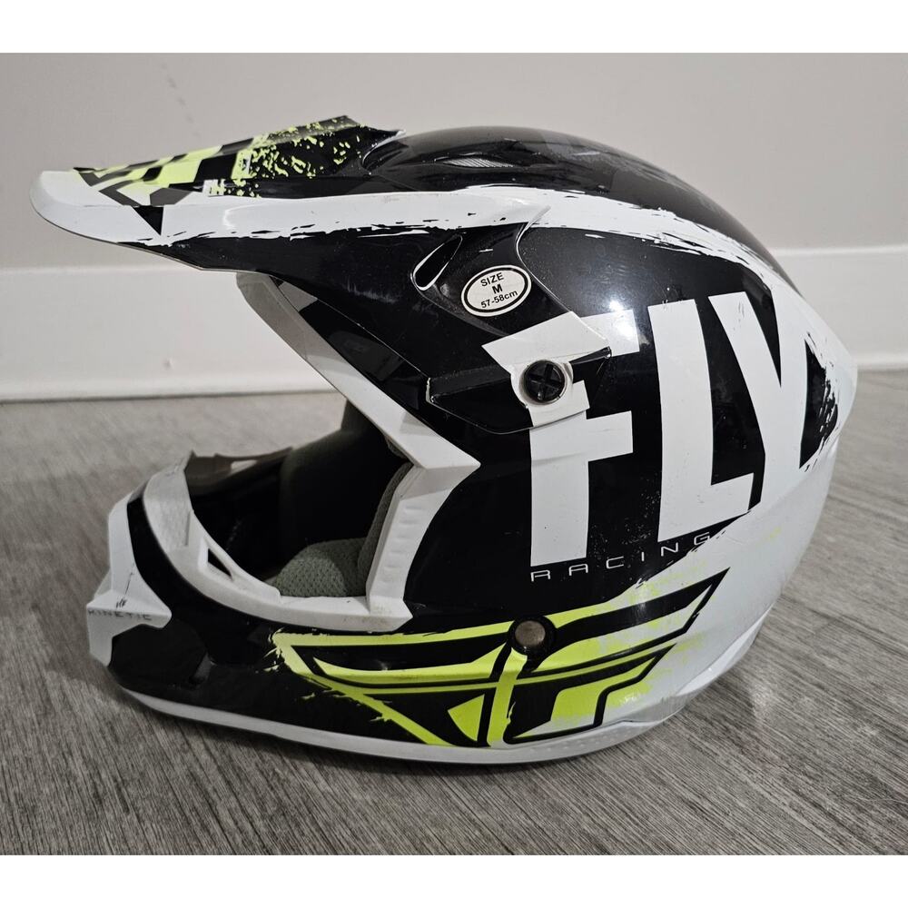 KIDS Fly Kinetic Helmet YOUTH Off Road Dirt Bike Atv Mx Helmet black /White